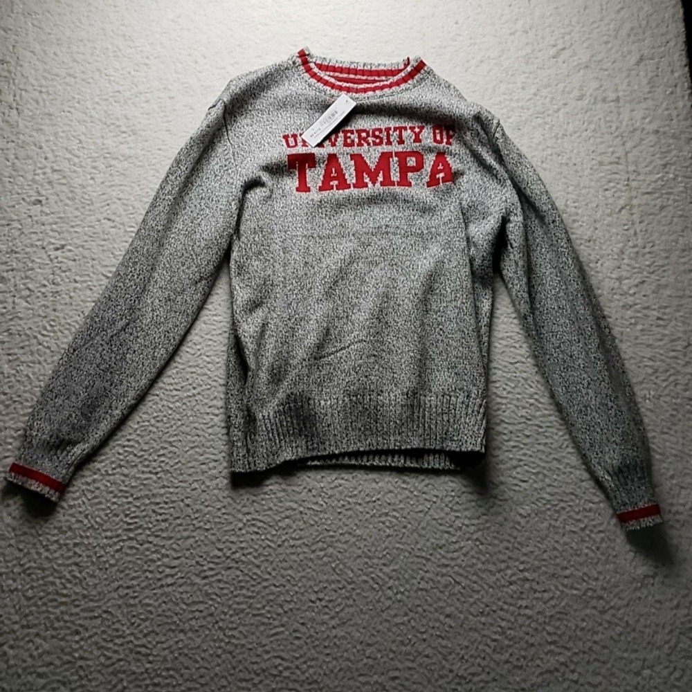 University Of Tampa Spartans Sweater Mens Large Gray NCAA College Bruzer Cotton